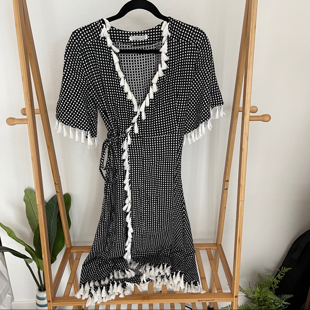 Black polka dot tassel dress